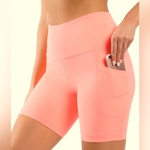 Neon orange biker shorts